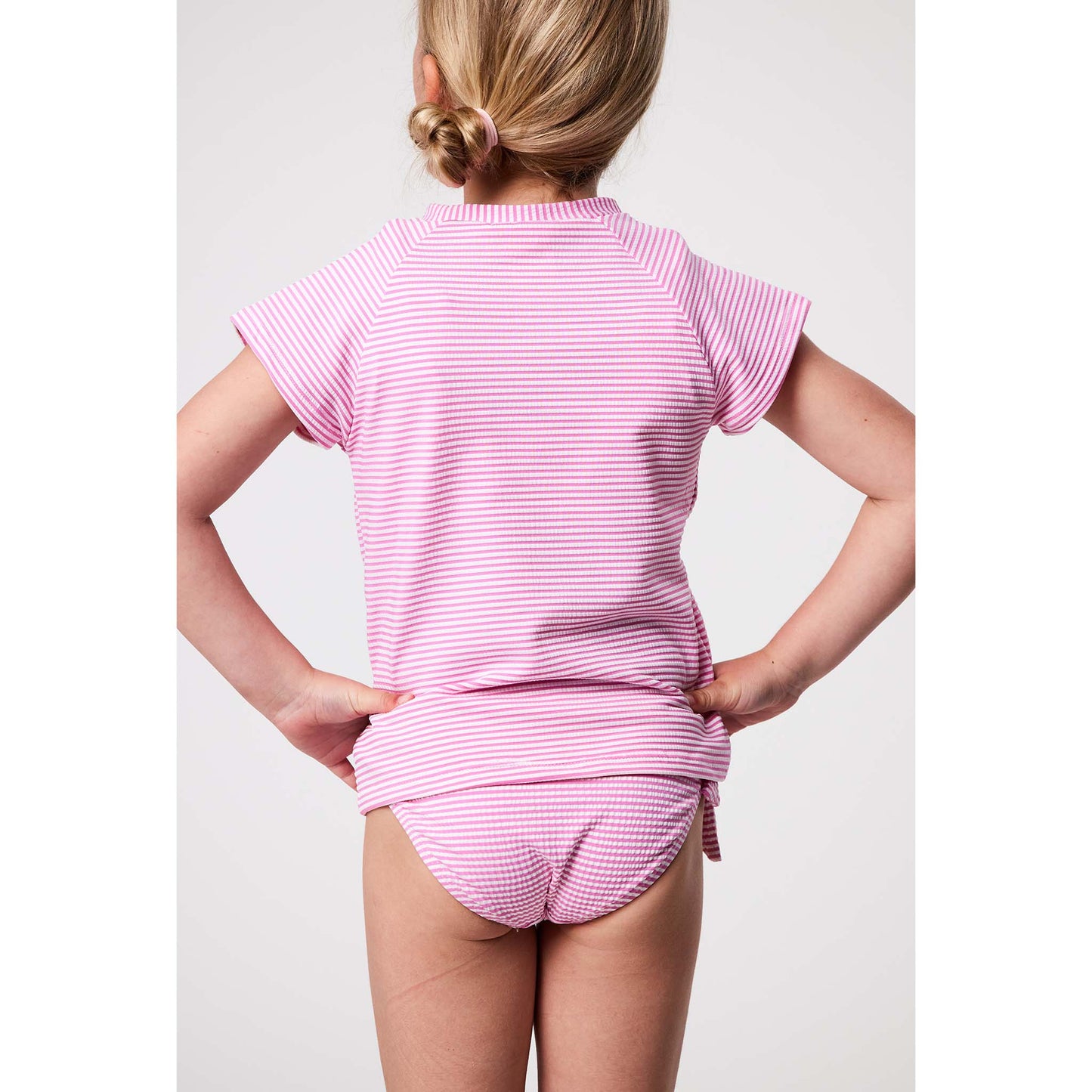 Raspberry Stripe SS Rash Top - Snapper Rock