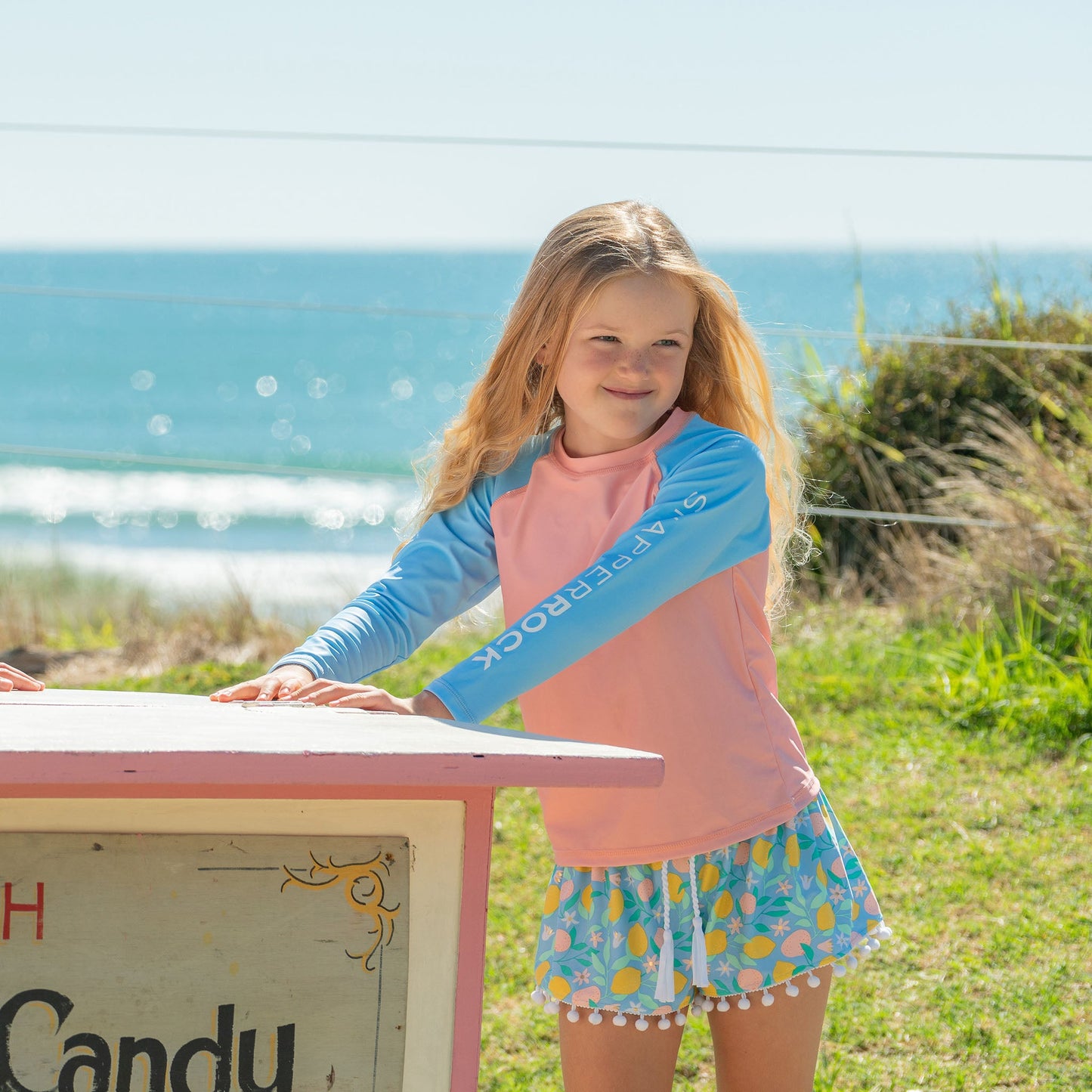 Peach Colorblock LS Rash Top - Snapper Rock