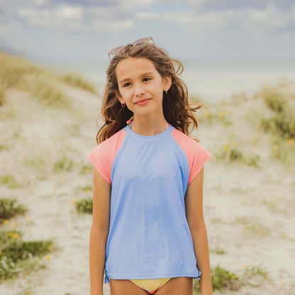 Cornflower Peach Sleeve SS Rash Top - Snapper Rock