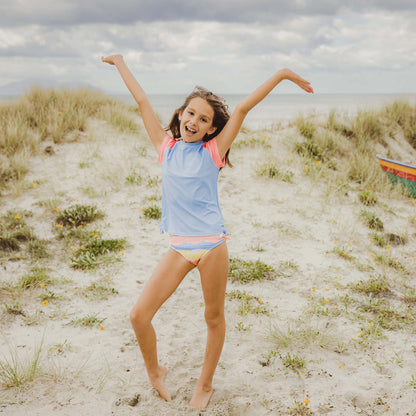 Cornflower Peach Sleeve SS Rash Top - Snapper Rock