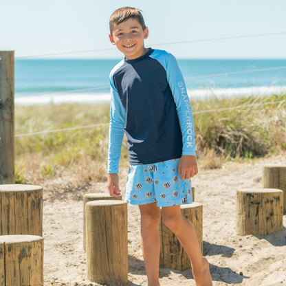 Navy Lt Blue Sleeve LS Rash Top - Snapper Rock