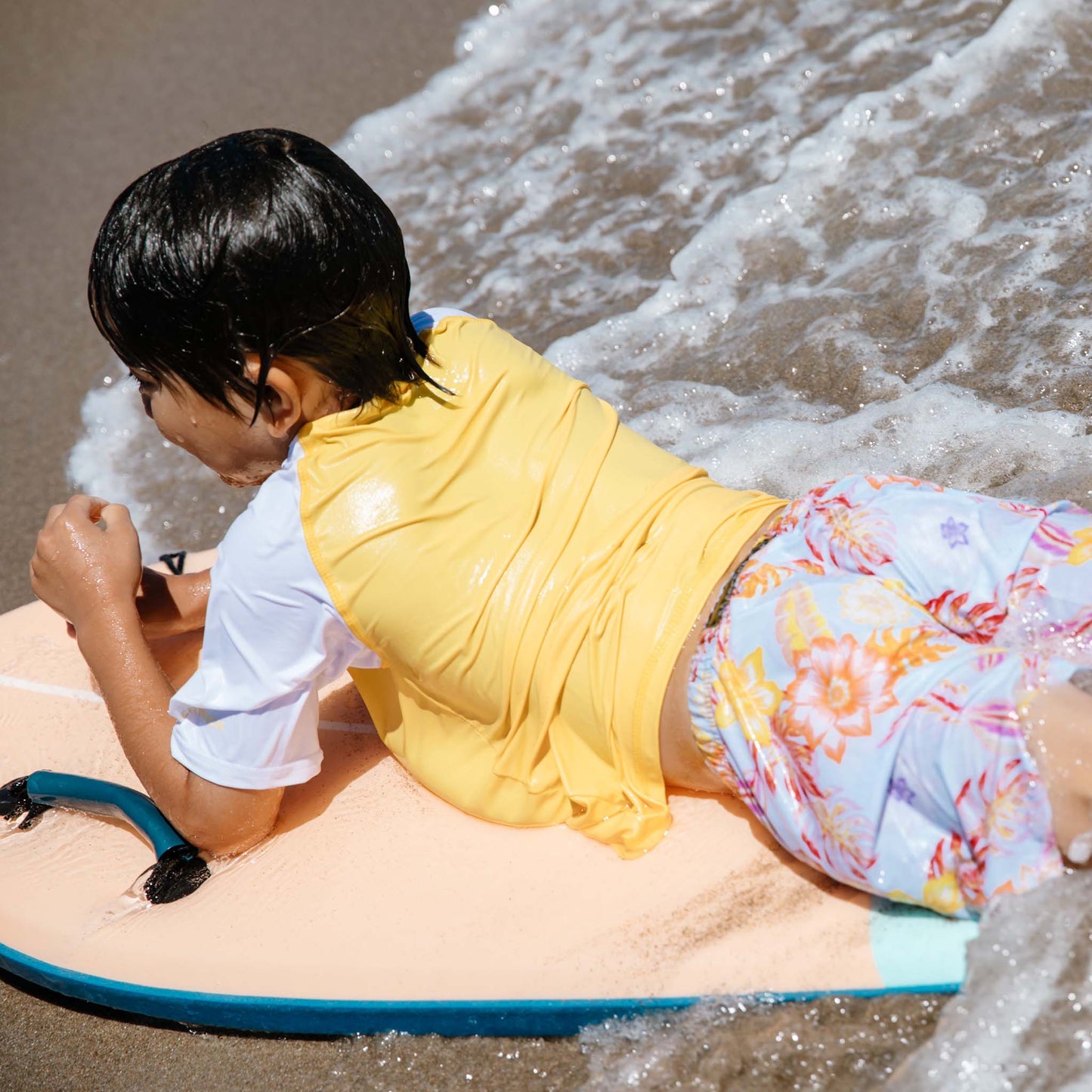 Yellow White Sleeve Sustainable SS Rash Top - Snapper Rock