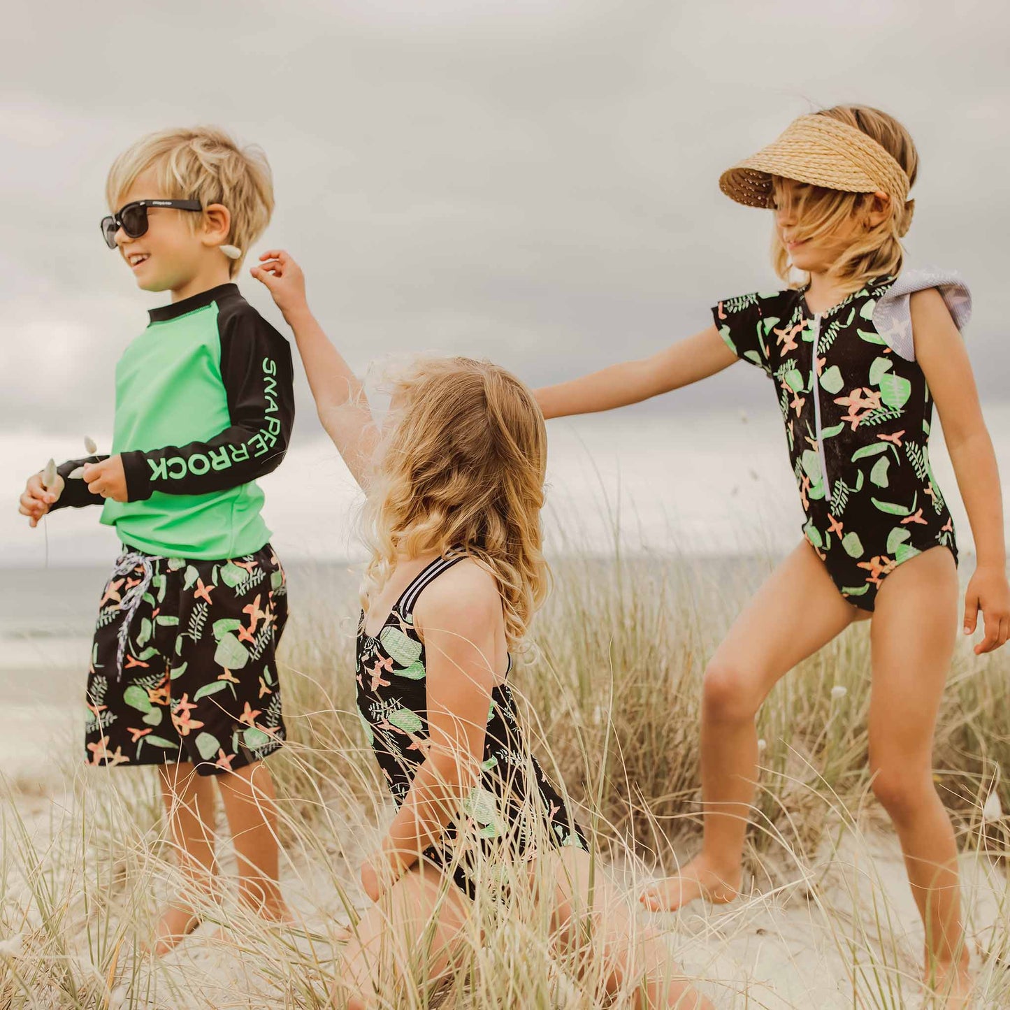 Green Black Sustainable LS Rash Top - Snapper Rock