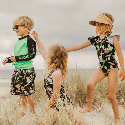Green Black Sustainable LS Rash Top - Snapper Rock