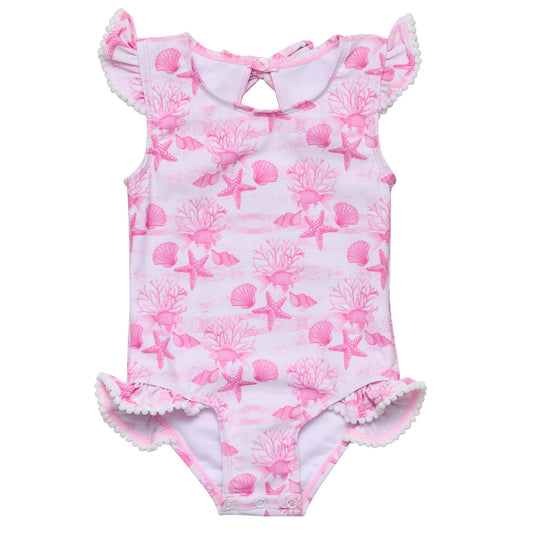 Pink Lagoon Frill Swimsuit - Snapper Rock