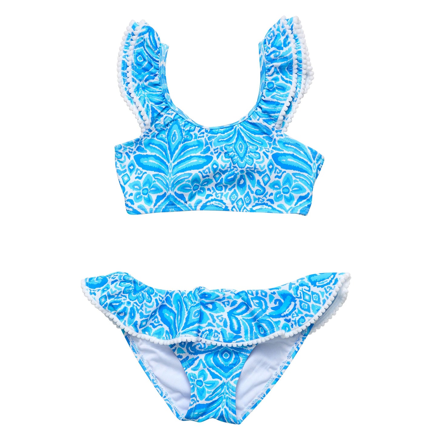 Santorini Blue Frill Crop Bikini - Snapper Rock
