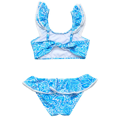 Santorini Blue Frill Crop Bikini - Snapper Rock