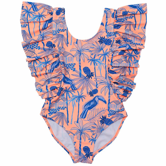 Tropicana Vacay Sustainable Wide Frill Swimsuit - Snapper Rock