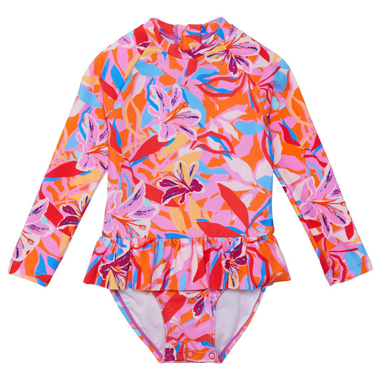 Blooming Sunset Sustainable LS Skirt Surf Suit - Snapper Rock