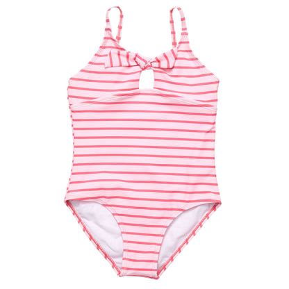 Coral Stripe Sustainable Bow Swimsuit - Snapper Rock