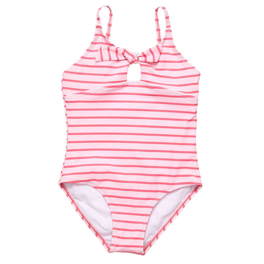 Coral Stripe Sustainable Bow Swimsuit - Snapper Rock