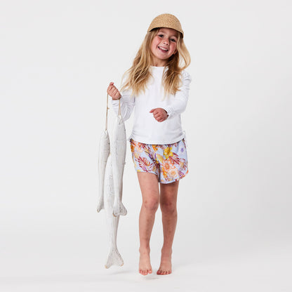 White Rouched LS Rash Top - Snapper Rock