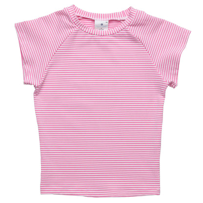 Raspberry Stripe SS Rash Top - Snapper Rock