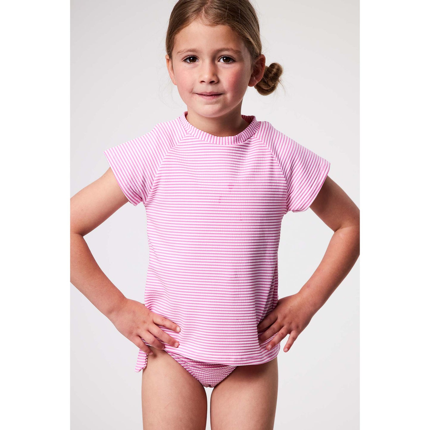 Raspberry Stripe SS Rash Top - Snapper Rock
