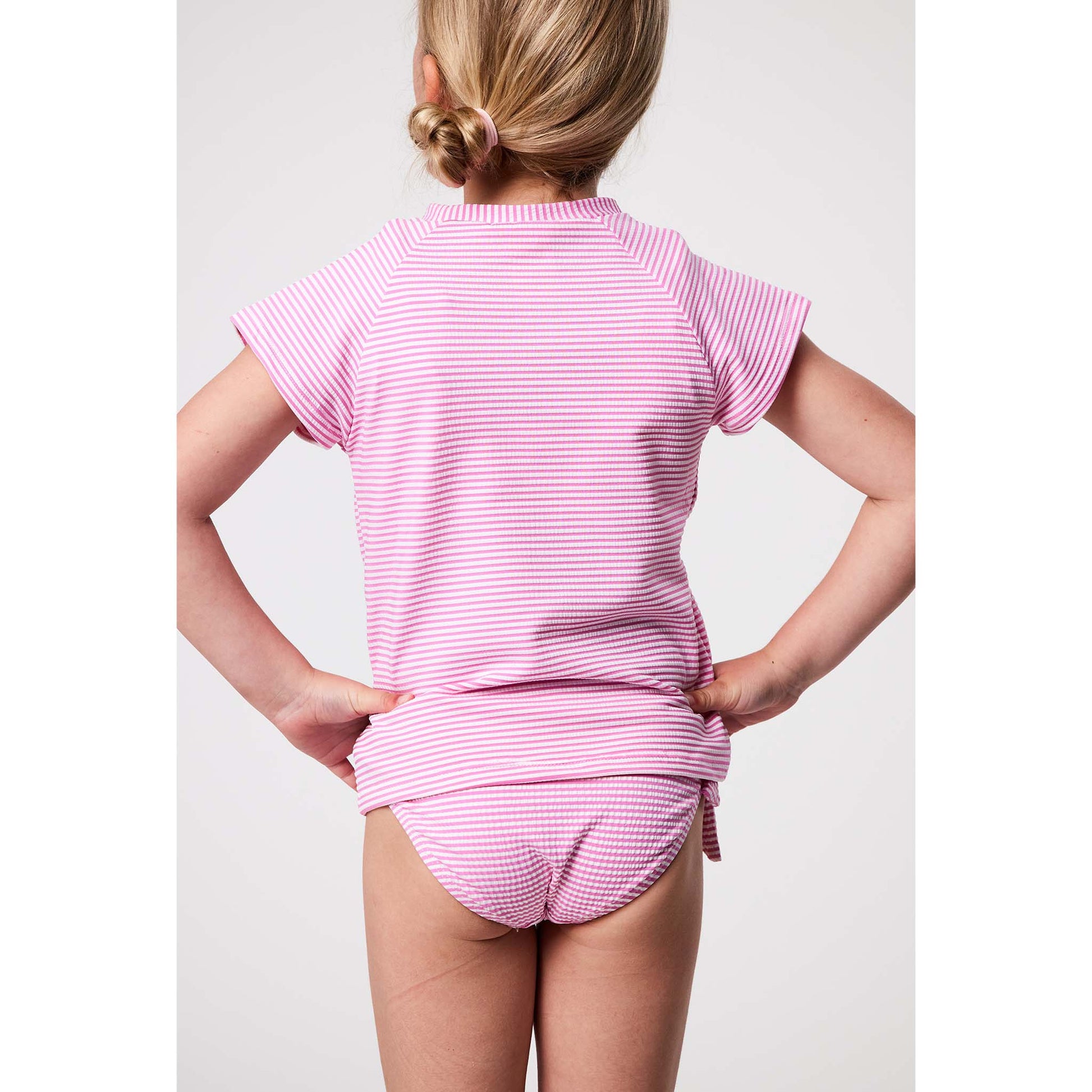 Raspberry Stripe SS Rash Top - Snapper Rock