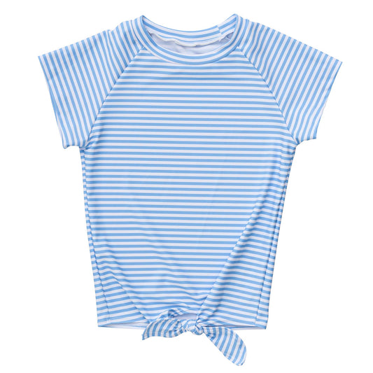 Powder Blue Stripe Knot SS Rash Top - Snapper Rock