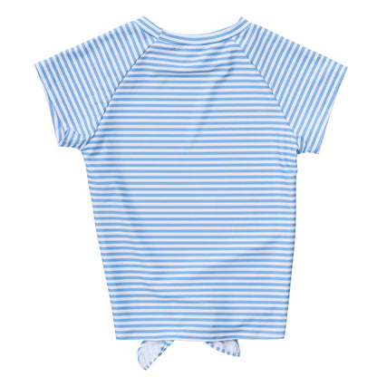 Powder Blue Stripe Knot SS Rash Top - Snapper Rock