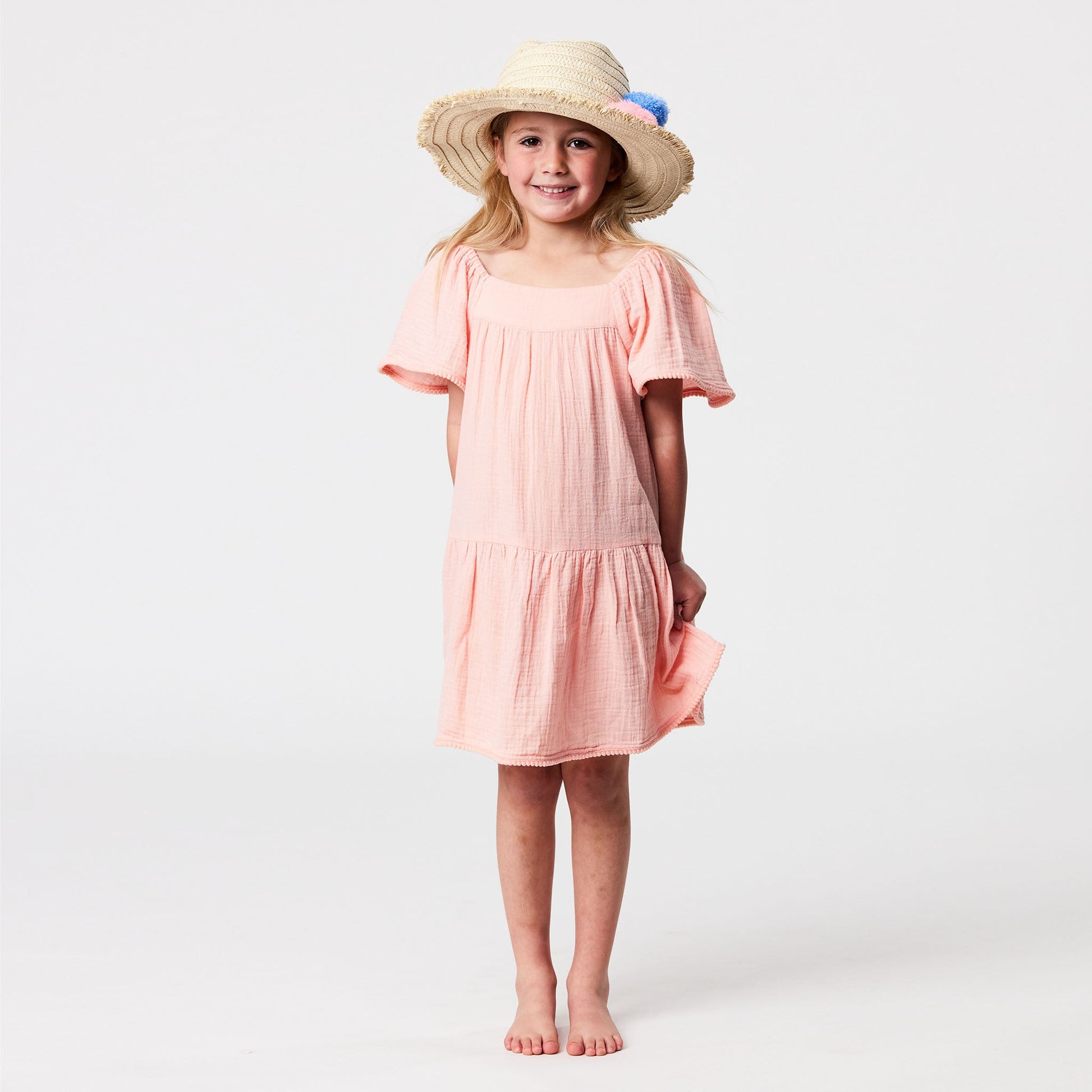 Peach Flutter Sleeve Beach Dress - Snapper Rock