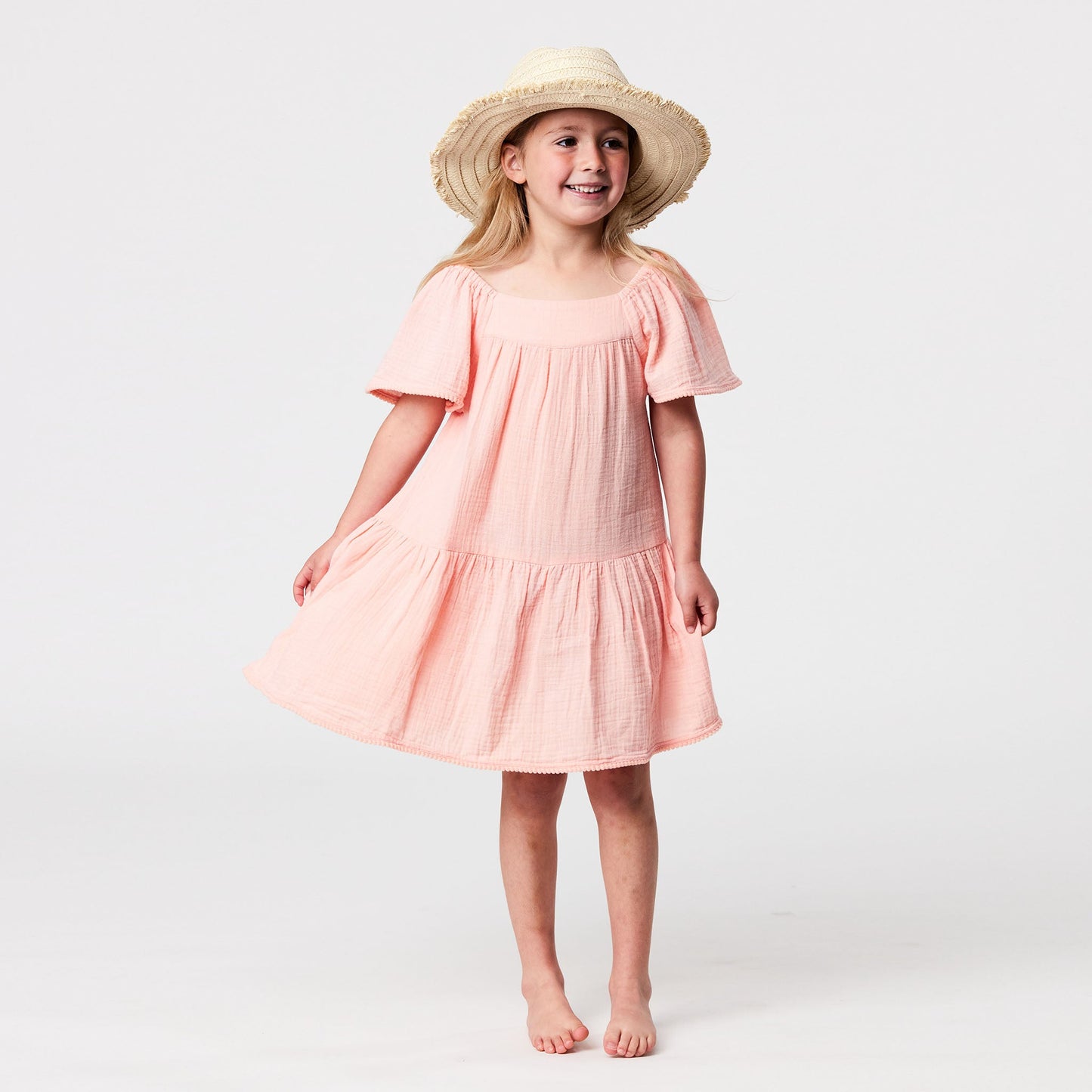 Peach Flutter Sleeve Beach Dress - Snapper Rock