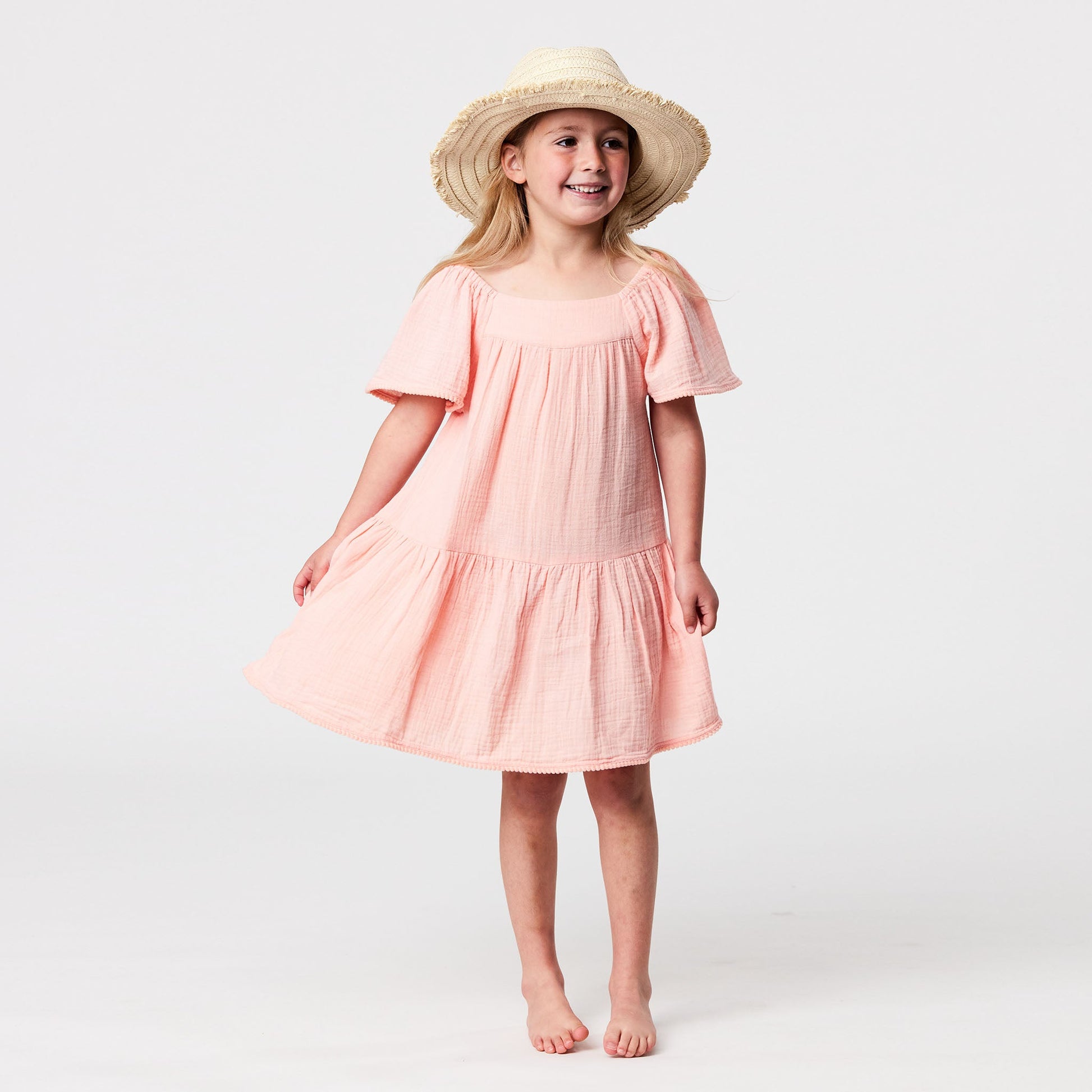 Peach Flutter Sleeve Beach Dress - Snapper Rock