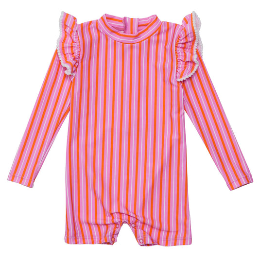 Stripy Sunset Sustainable LS Sunsuit - Snapper Rock