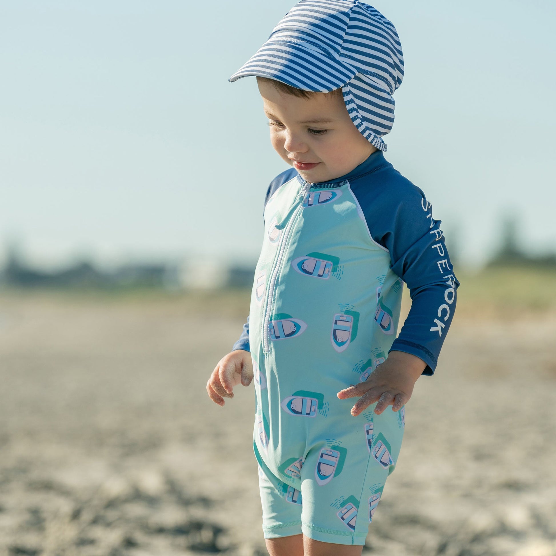 Denim Stripe Floating Flap Hat - Snapper Rock