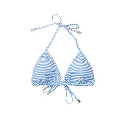 Ladies Powder Blue Stripe Bikini Top - Snapper Rock