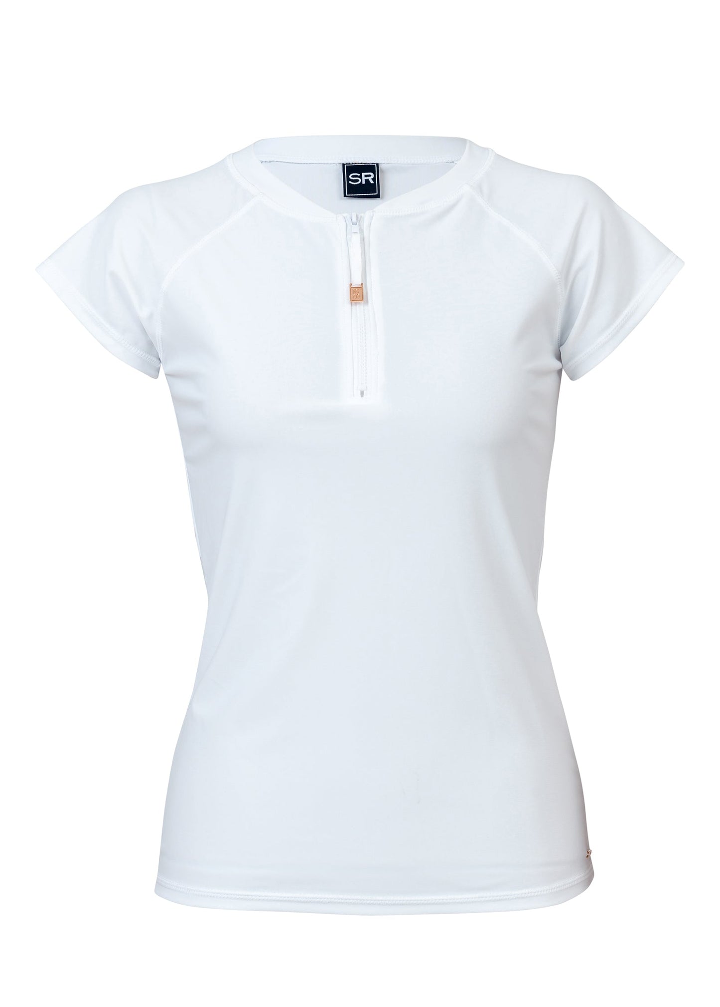 Womens White 1/2 Zip SS Rash Top - Snapper Rock