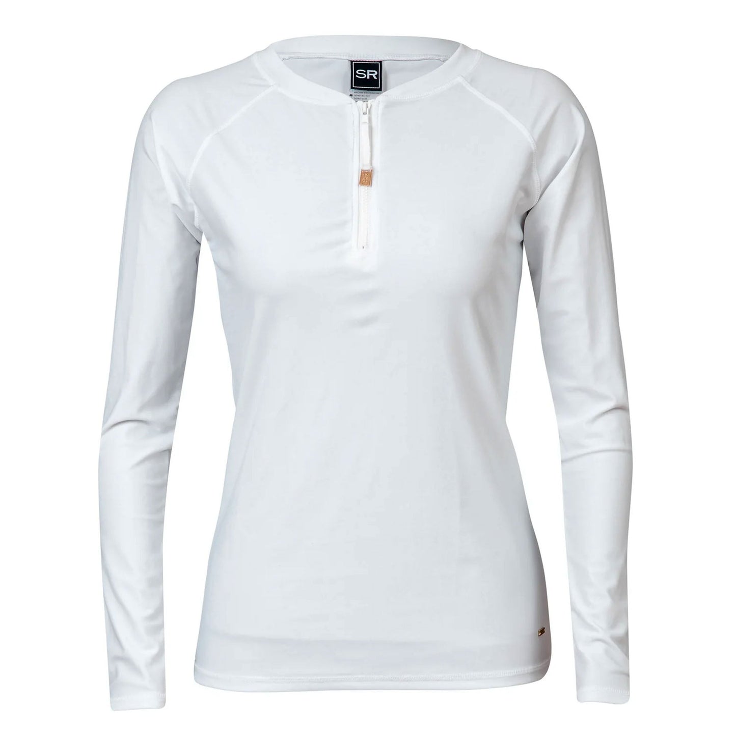Womens White 1/2 Zip LS Rash Top - Snapper Rock