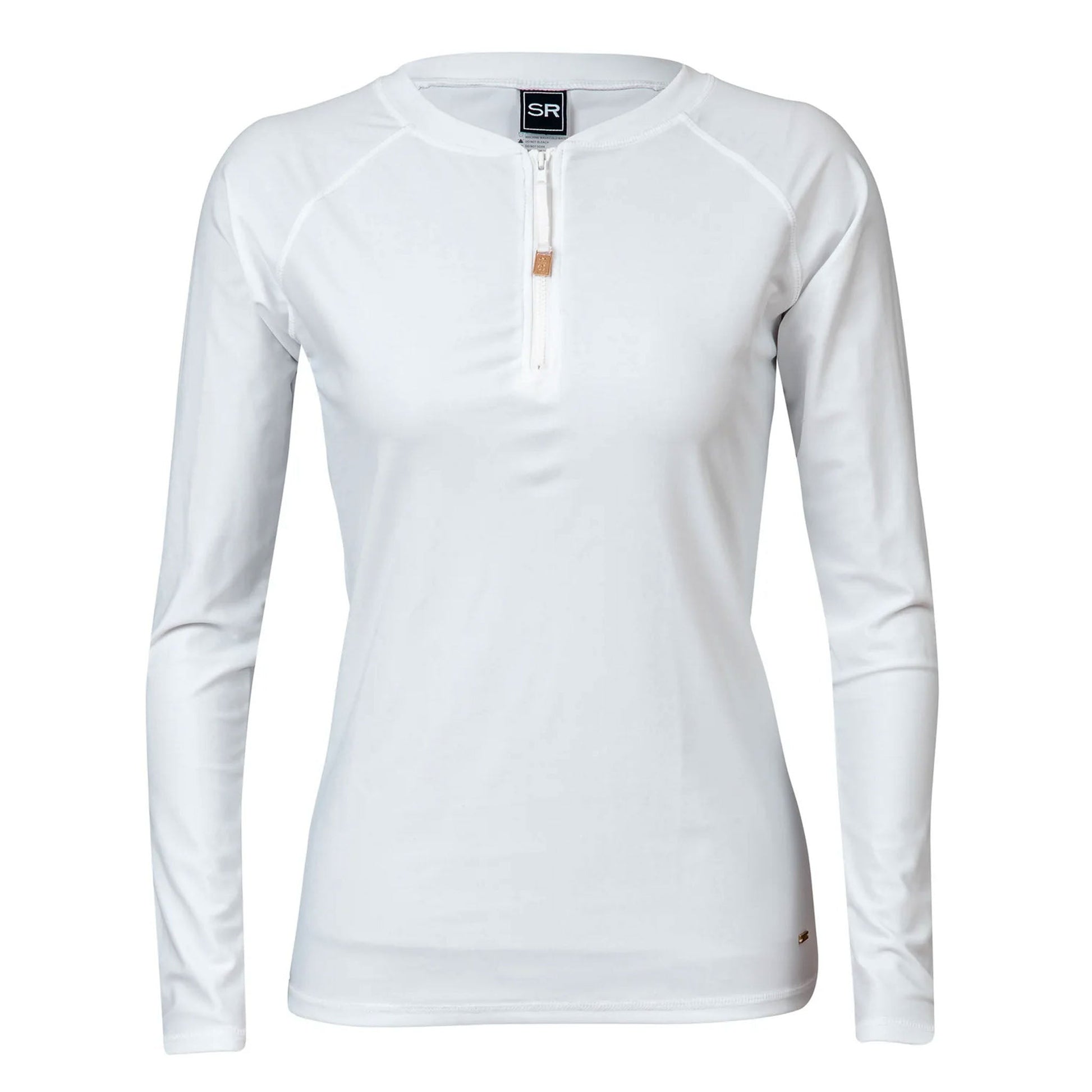 Womens White 1/2 Zip LS Rash Top - Snapper Rock