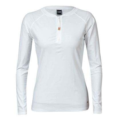 Womens White 1/2 Zip LS Rash Top - Snapper Rock