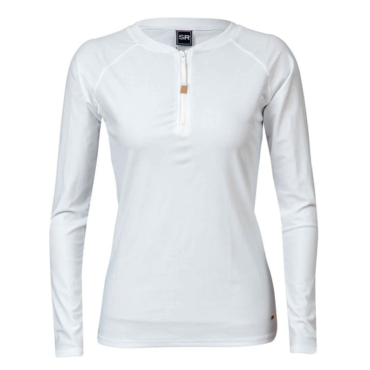 Womens White 1/2 Zip LS Rash Top - Snapper Rock