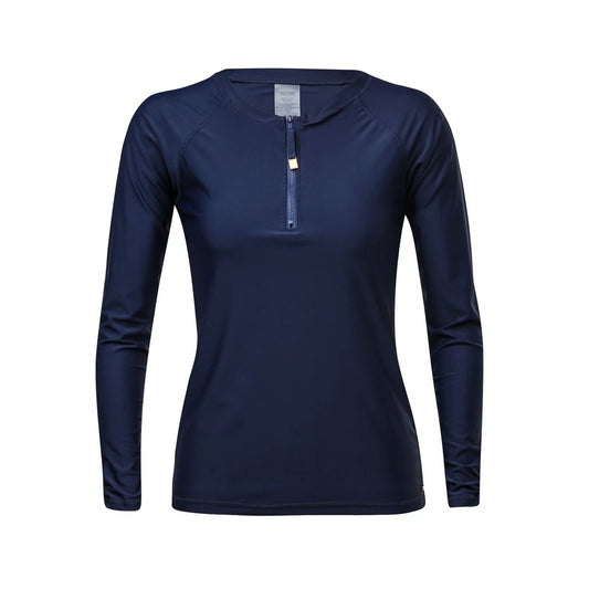Ladies Navy 1/2 Zip LS Rash Top - Snapper Rock