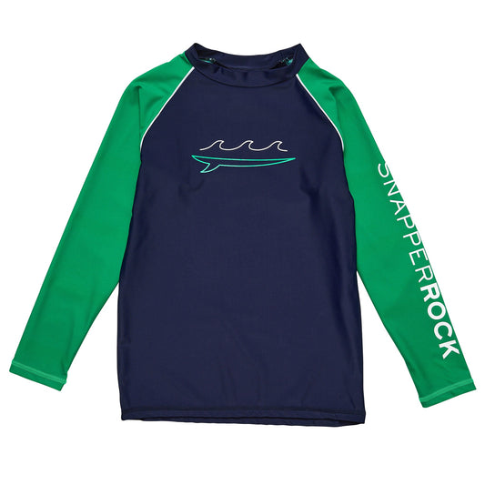 Navy Wave LS Rash Top - Snapper Rock